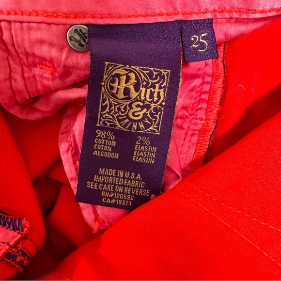 Rich & Skinny Sleek Red Orange Straight Leg Stretchy Jeans Y2K | Size 25 - Picture 6 of 7